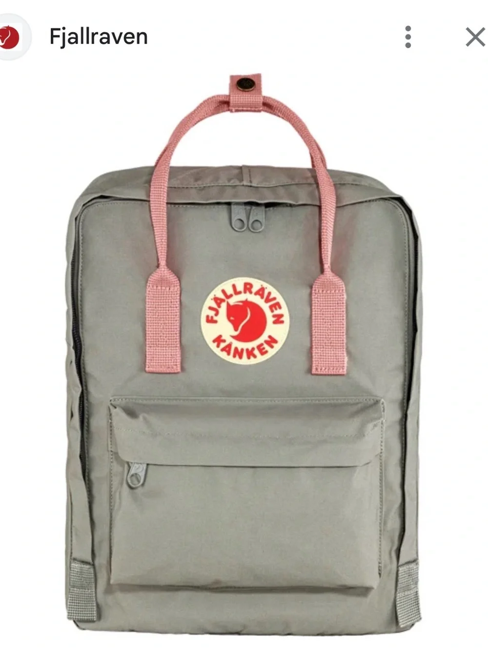 Fjallraven Kånken Kids Backpack in Gray with Pink Handles